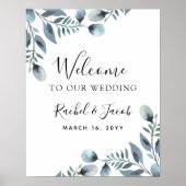 Waterverf Eucalyptus Floral Weddenschap Welkomstte Poster (Voorkant)