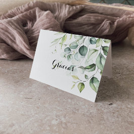 Waterverf Eucalyptus Folded Wedding Gracias Card Bedankkaart