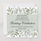 Waterverf Eucalyptus & Foliage Boho Chic Wedding Kaart (Voorkant)