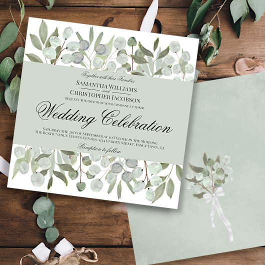 Waterverf Eucalyptus & Foliage Boho Chic Wedding Kaart