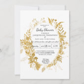 Waterverf Eucalyptus Foliage Boy Baby Blue met Gol Kaart (Voorkant)