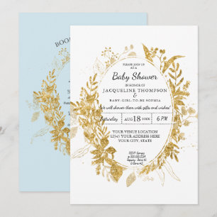 Waterverf Eucalyptus Foliage Boy Baby Blue met Gol Kaart