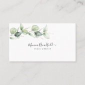 Waterverf Eucalyptus Foliage Elegant Script Visitekaartje (Voorkant)