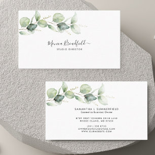 Waterverf Eucalyptus Foliage Elegant Script Visitekaartje