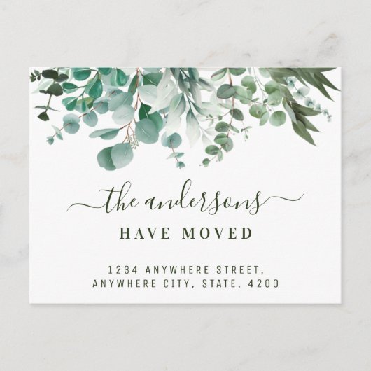 Waterverf Eucalyptus Foliage Family heeft zich ver Aankondigingskaart (Voorkant)