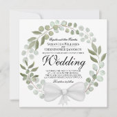 Waterverf Eucalyptus & Foliage krans bruiloft Kaart (Voorkant)