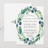 Waterverf Eucalyptus Foliage Rehearings Dinner Kaart (Voorkant / Achterkant)