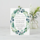 Waterverf Eucalyptus Foliage Rehearings Dinner Kaart (Staand voorkant)