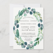 Waterverf Eucalyptus Foliage Rehearings Dinner Kaart (Voorkant)