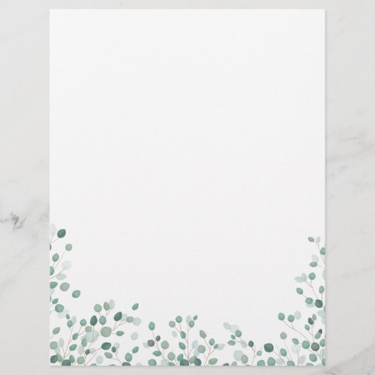 Waterverf Eucalyptus Foliage Stationery Briefhoofd (Voorkant)