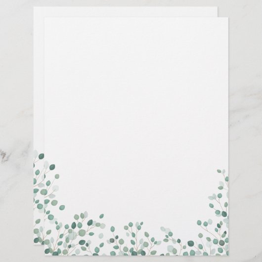 Waterverf Eucalyptus Foliage Stationery Briefhoofd (Voorkant / Achterkant)