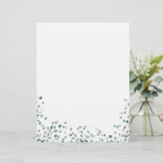 Waterverf Eucalyptus Foliage Stationery Briefhoofd (Staand voorkant)