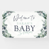 Waterverf Eucalyptus Foliage WelkomstBaby shower Spandoek (Horizontaal)