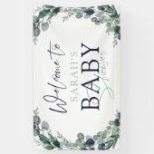 Waterverf Eucalyptus Foliage WelkomstBaby shower Spandoek (Verticaal)