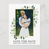 Waterverf eucalyptus foto bewaar de datum briefkaart (Voorkant)