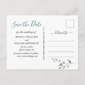 Waterverf Eucalyptus FOTO Bruiloft Save the Date Aankondigingskaart (Achterkant)