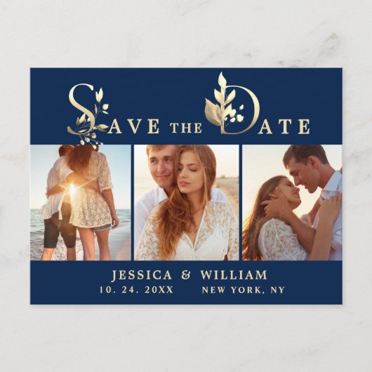 Waterverf Eucalyptus FOTO Bruiloft Save the Date Aankondigingskaart (Voorkant)