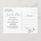 Waterverf Eucalyptus FOTO Bruiloft Save the Date Aankondigingskaart (Achterkant)