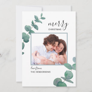 Waterverf Eucalyptus Foto Chrismas Holiday Kaart