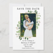 Waterverf Eucalyptus Foto Goud Lijst Save The Date (Voorkant)