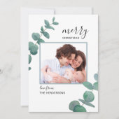 Waterverf Eucalyptus Foto Kerstkaart (Voorkant)