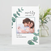 Waterverf Eucalyptus Foto Kerstkaart (Staand voorkant)