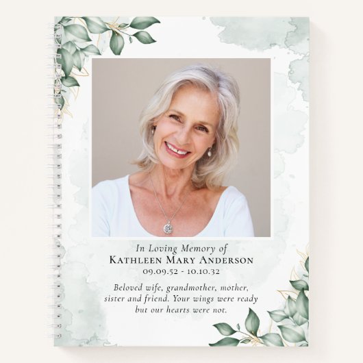 Waterverf Eucalyptus Foto Memorial Guestbook Notitieboek (Voorkant)