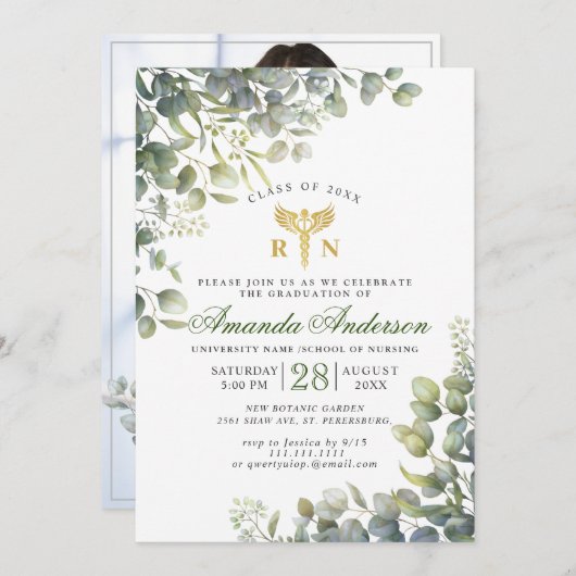 Waterverf Eucalyptus FOTO Zenuwend Afstuderen Kaart (Voorkant / Achterkant)