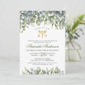 Waterverf Eucalyptus FOTO Zenuwend Afstuderen Kaart (Staand voorkant)