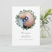 Waterverf Eucalyptus Fotozwangerschap Aankondiging (Staand voorkant)