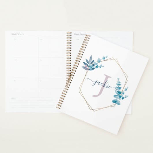 Waterverf Eucalyptus Frame Monogram Lila Planner (Display)