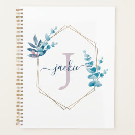 Waterverf Eucalyptus Frame Monogram Lila Planner