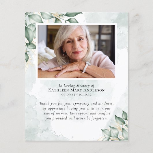 Waterverf Eucalyptus Funeral Hartelijk dank voor u (Voorkant)