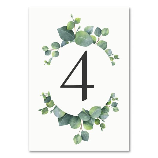 Waterverf Eucalyptus gebladerte Tabel Nummer Kaart (Achterkant)