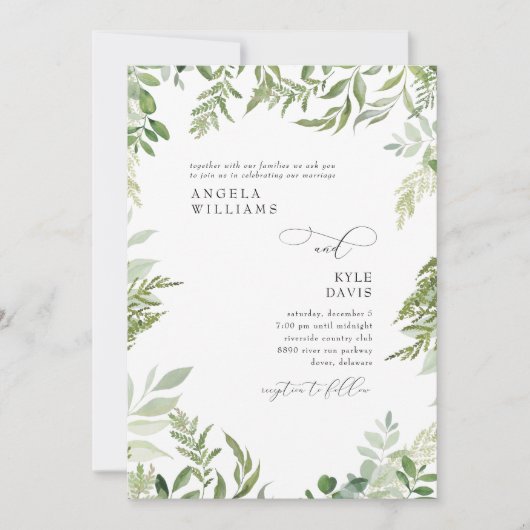 Waterverf eucalyptus geen ouders bruiloft kaart (Voorkant)