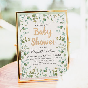 Waterverf Eucalyptus Genderneutraal Baby shower Kaart