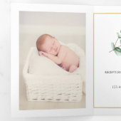 Waterverf Eucalyptus Geometric Baptism Foto Drieluik Kaart (Binnenzijde eerst)