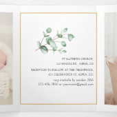 Waterverf Eucalyptus Geometric Baptism Foto Drieluik Kaart (Binnenkant midden)