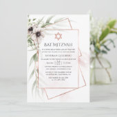 Waterverf Eucalyptus Geometric Bat Mitzvah Kaart (Staand voorkant)