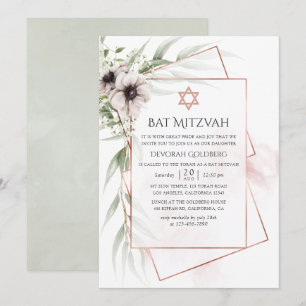 Waterverf Eucalyptus Geometric Bat Mitzvah Kaart