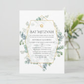 Waterverf Eucalyptus Geometric Bat Mitzvah Kaart (Staand voorkant)