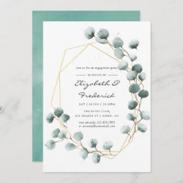 Waterverf Eucalyptus Geometric Engagement Party Kaart