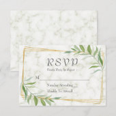 Waterverf Eucalyptus Geometric Marble Wedding RSVP Kaartje (Voorkant / Achterkant)