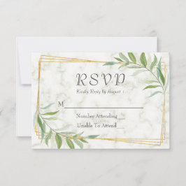Waterverf Eucalyptus Geometric Marble Wedding RSVP Kaartje