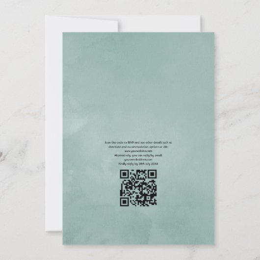 Waterverf Eucalyptus Geometric QR Code Weddenschap Kaart (Achterkant)