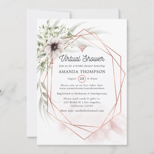 Waterverf Eucalyptus Geometric Virtual Shower Kaart (Voorkant)