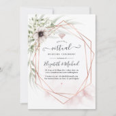 Waterverf Eucalyptus Geometric Virtual Wedding Kaart (Voorkant)