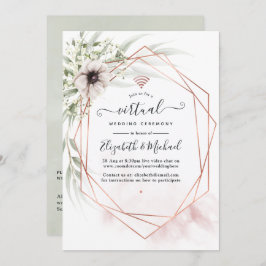 Waterverf Eucalyptus Geometric Virtual Wedding Kaart