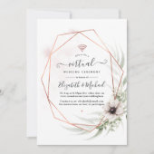 Waterverf Eucalyptus Geometric Virtual Wedding Kaart (Voorkant)