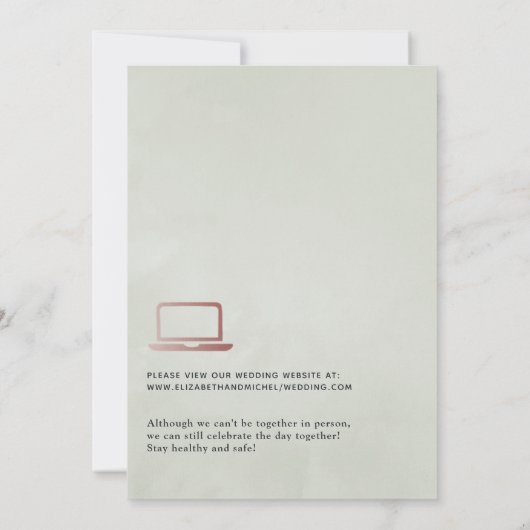 Waterverf Eucalyptus Geometric Virtual Wedding Kaart (Achterkant)